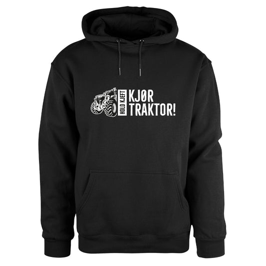 Hold kjeft Kjør traktor - hettegenser Sort Foran