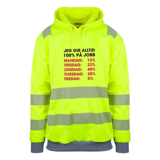Jeg gir alltid 100% - Reflexhoodie Foran