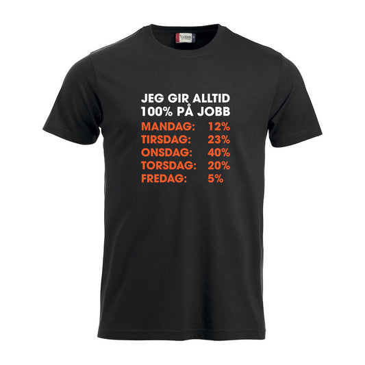 Jeg gir alltid 100% - tskjorte Sort