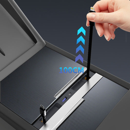 Dockingstasjon med ladekabler 2x USB-C for Model 3 2024+/Model Y 2025+