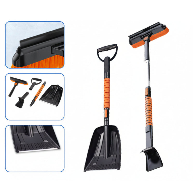 Snøspade med kost og skrape