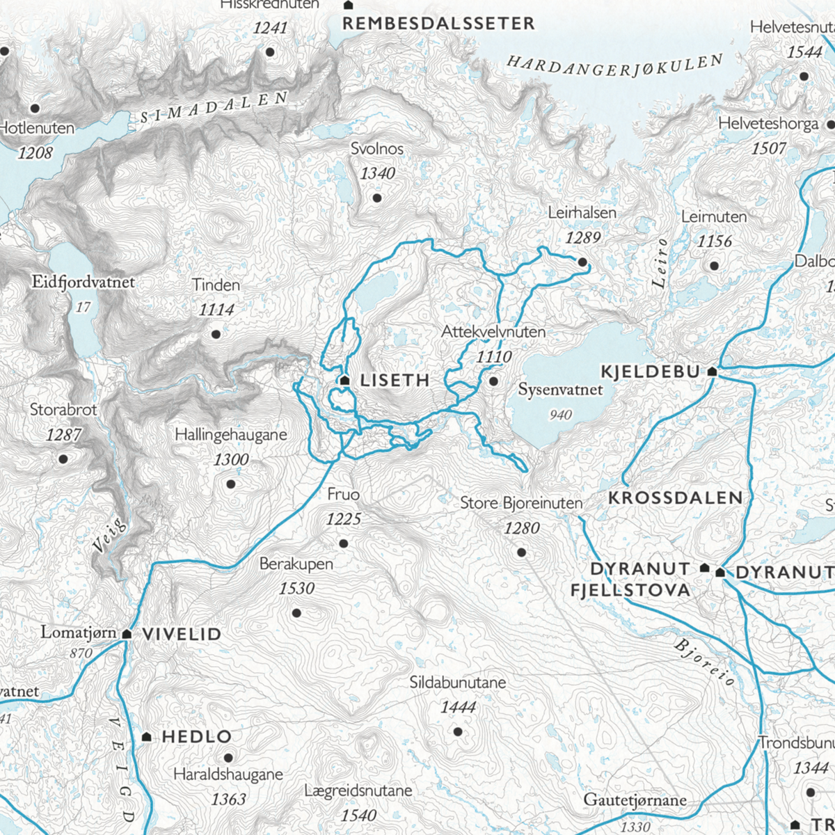 Skikart Hardangervidda