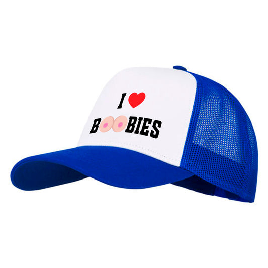 I Love Boobies - Trucker Caps Blå Hvit