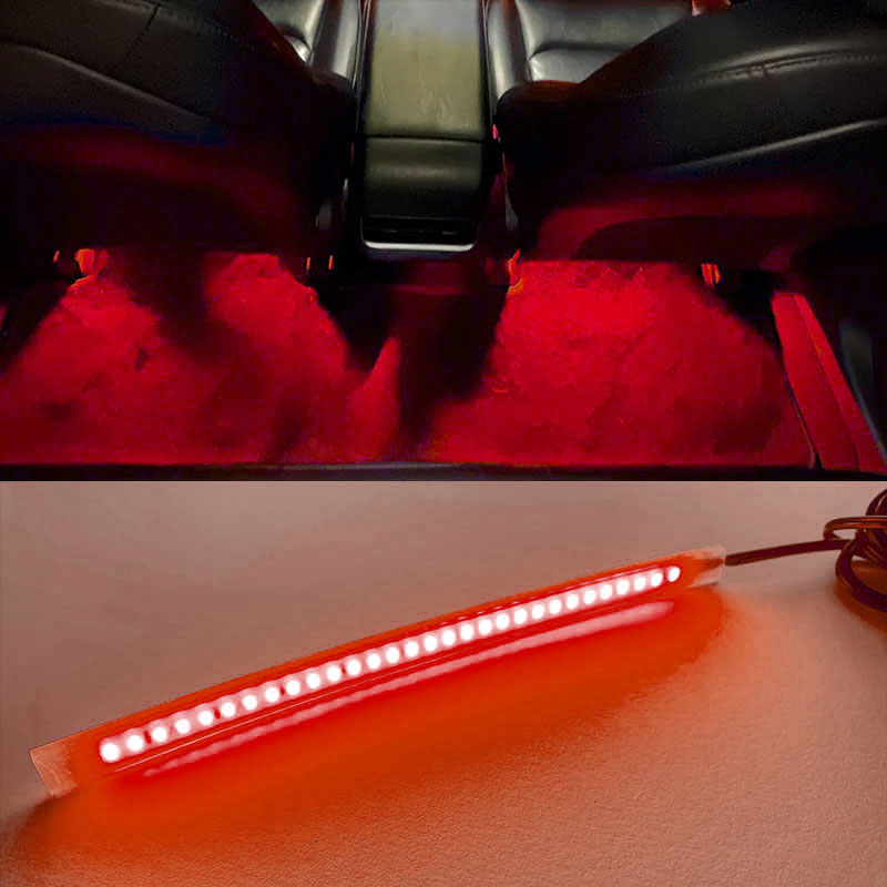Lys til fotbrønn bak 2 stk for Model 3/Y Deep red