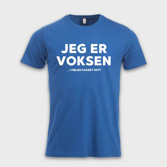 JEG ER VOKSEN ... I FØLGE PASSET MITT Blå