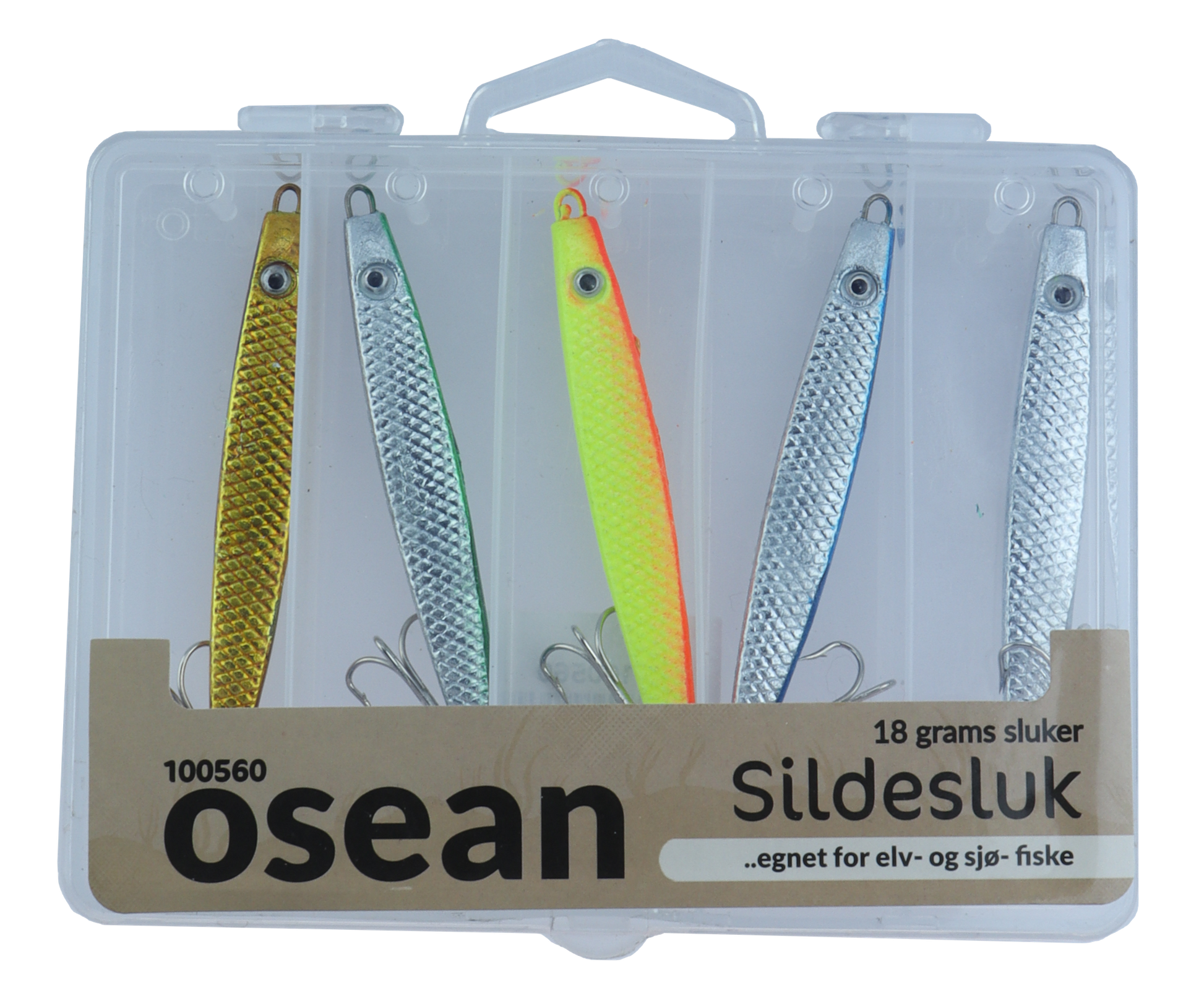 Osean sluksett Sildesluk - 5pk - 18gr - 25gr - 40gr - 60gr m/slukboks