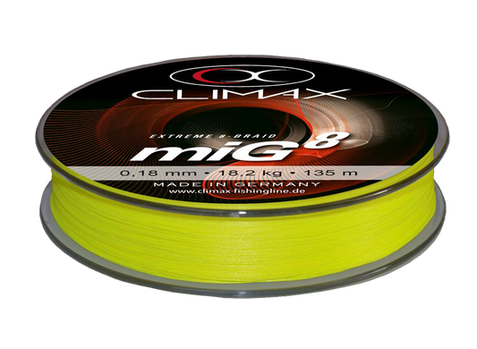Climax miG 8 Multifilament - 135m - Gul - Fiskesnøre